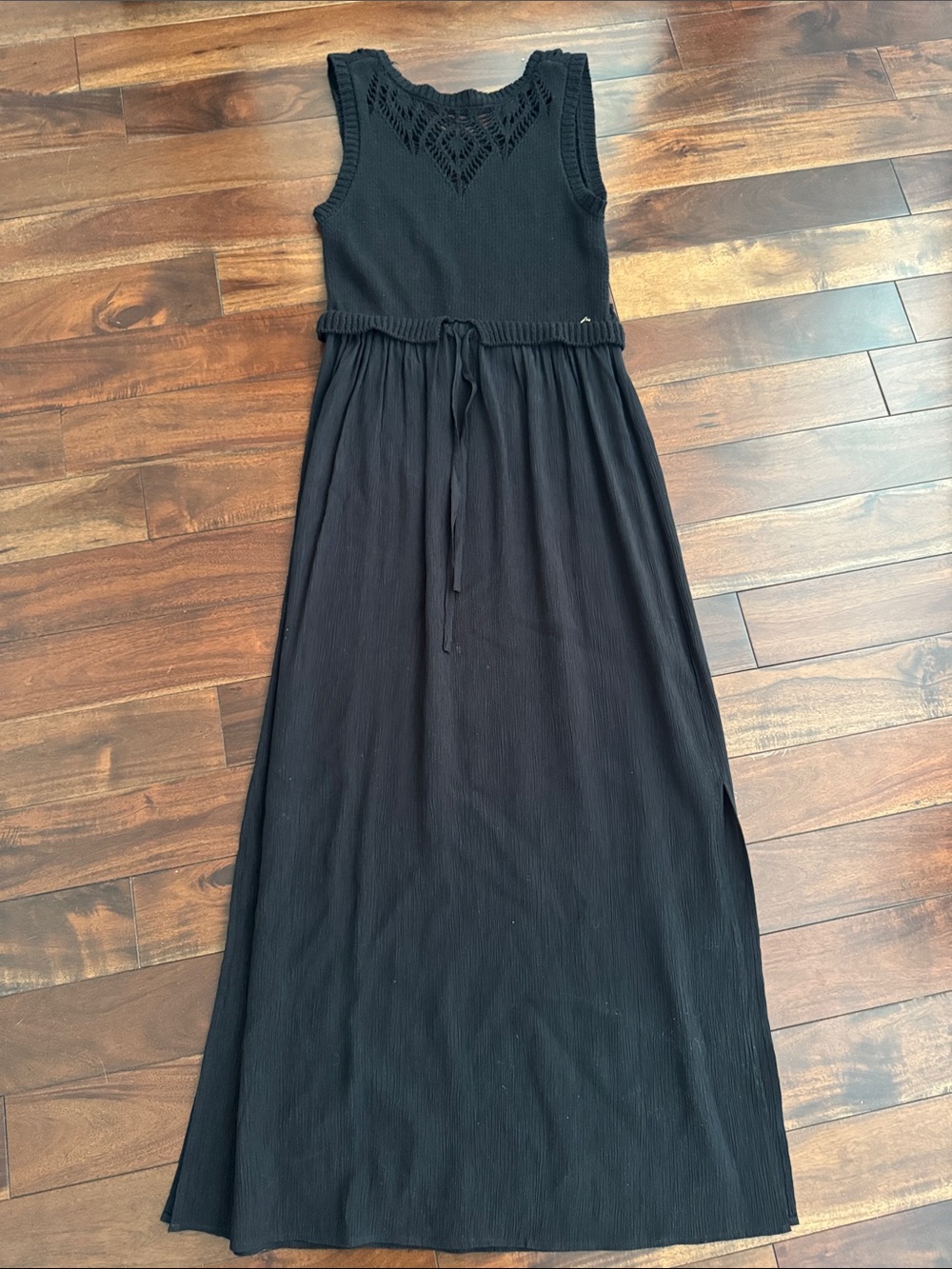 Twin-Set Black Crochet Bodice Maxi Dress